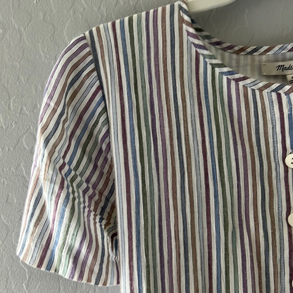 Madewell Rainbow Stripe Button Down Mini Dress (Small) - Picture 3 of 6